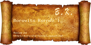 Borovits Kornél névjegykártya